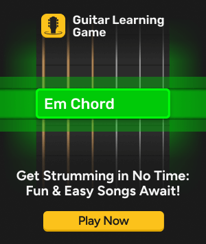 is hard guitar learn Em chord strum timing game play of Guitar Learning Game Mobile