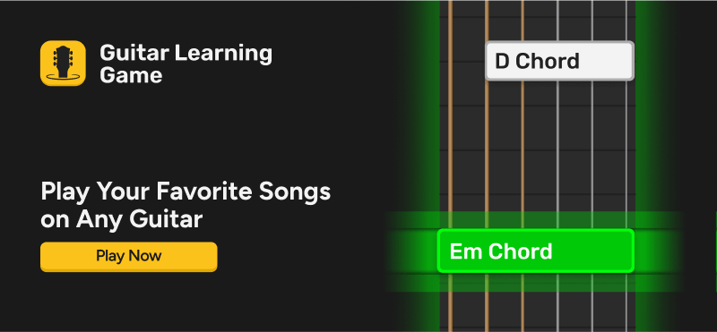 is hard guitar learn Em chord strum timing game play of Guitar Learning Game Any Guitar