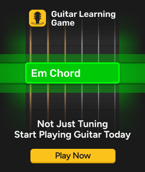 is hard guitar learn Em chord strum timing game play of Guitar Learning Game Mobile