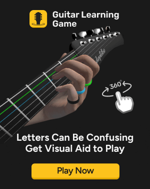 is hard guitar learn 3D chord hand model 360 degree rotate on Guitar Learning Game Mobile